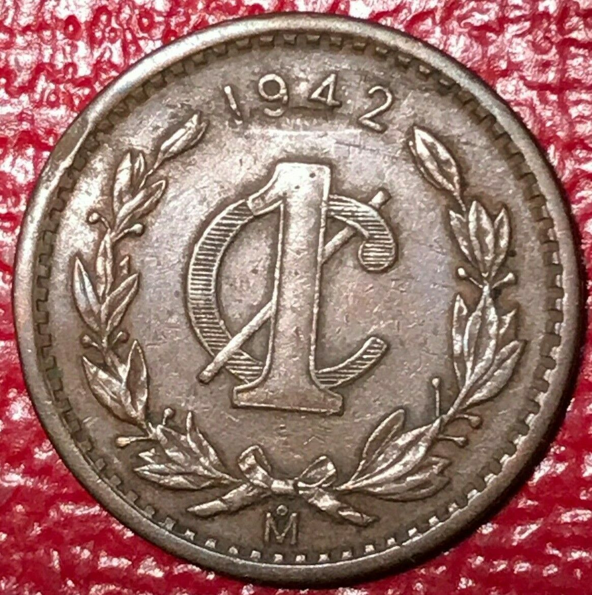 Vintage High Grade Xf/au 1942 Mexico Mexican 1 Centavo Coin-dec865