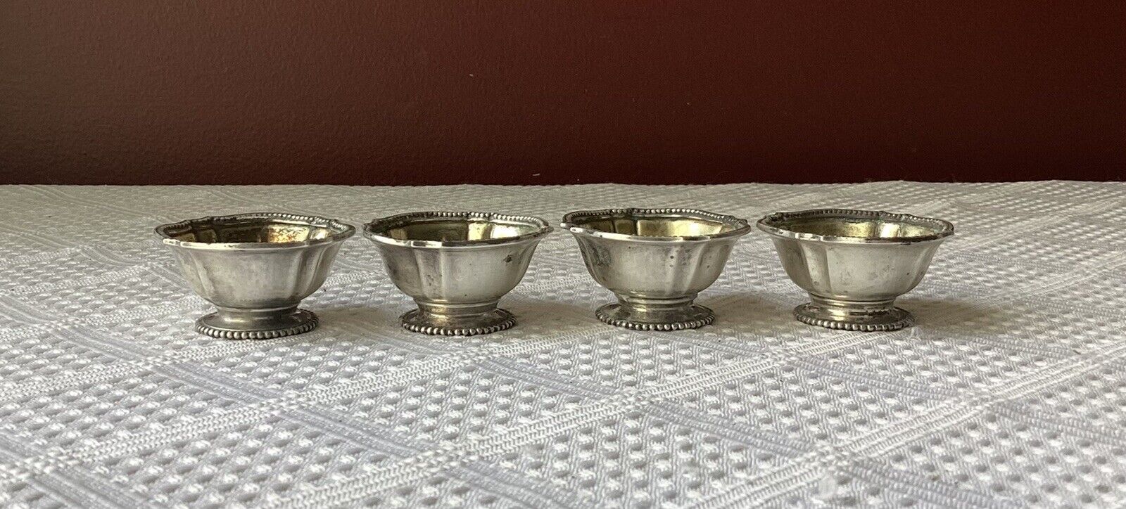 Set Of 4 19th C. Tiffany & Co. Sterling Silver Gold Washed Salt Cellars