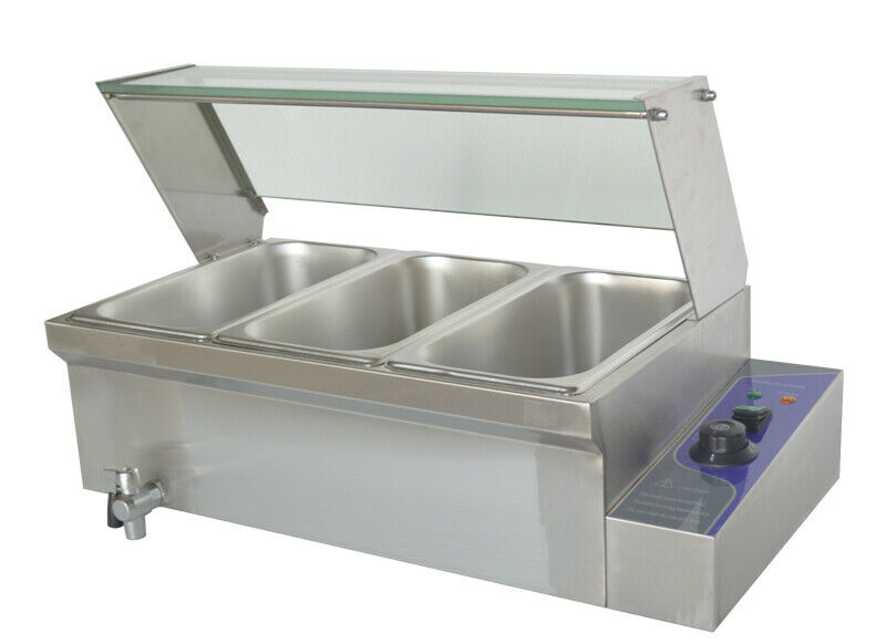 3 Pan Food Warmer Bain-marie Buffet Table Kitchen Machine Countertop Steamer 2hp