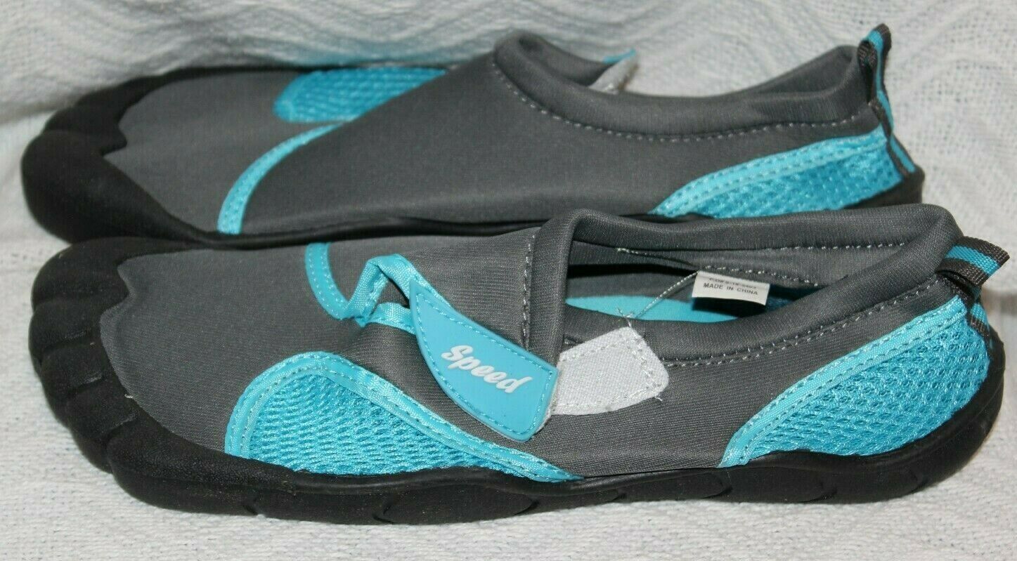 Men's Size 9 Speed Gray And Blue Water Swim Shoes P.o# S-18-5403