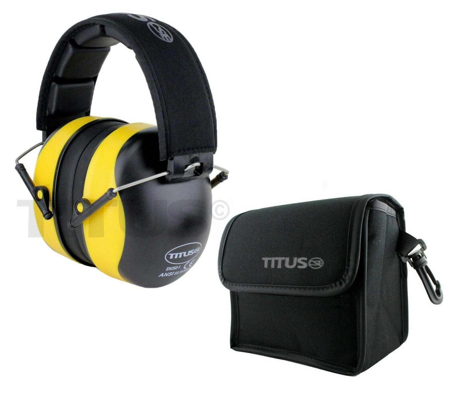 Premium Titus 37 Nrr Ear Muff Hearing Protection Noise Reduction & Case Organic