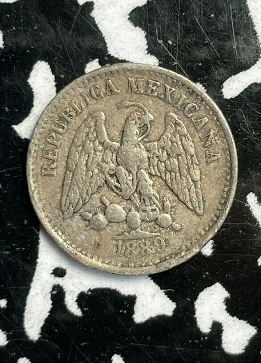1889-mo M Mexico 5 Centavos Lot#x6581 Silver!