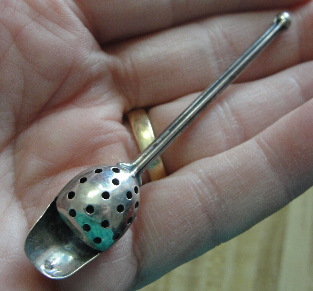 Vintage Sterling Silver 2074 Scoop Sift Spoon / Miniature Strainer Utensil Sugar