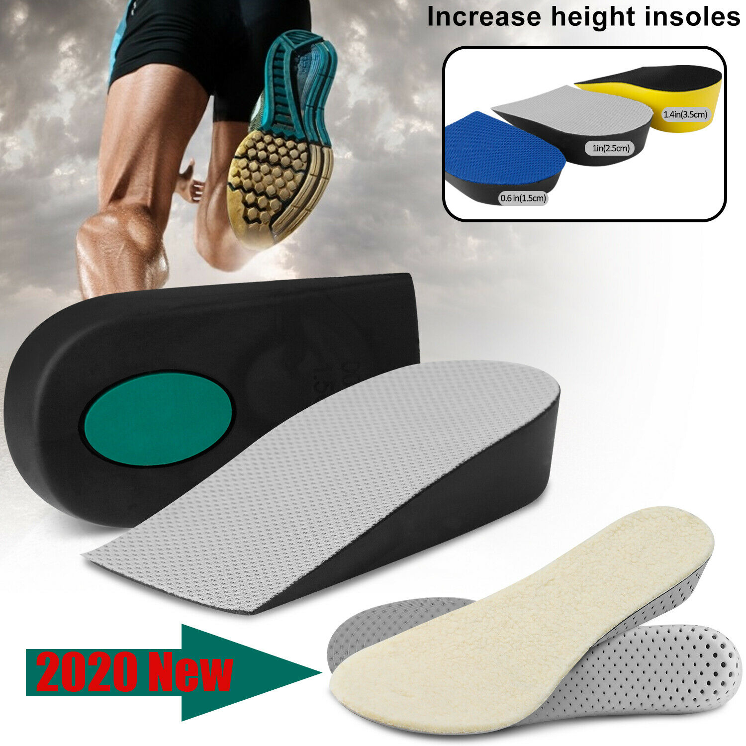 Height Increase Insole Invisible Lift Heel Pads Taller Men Women Shoe Insert Us