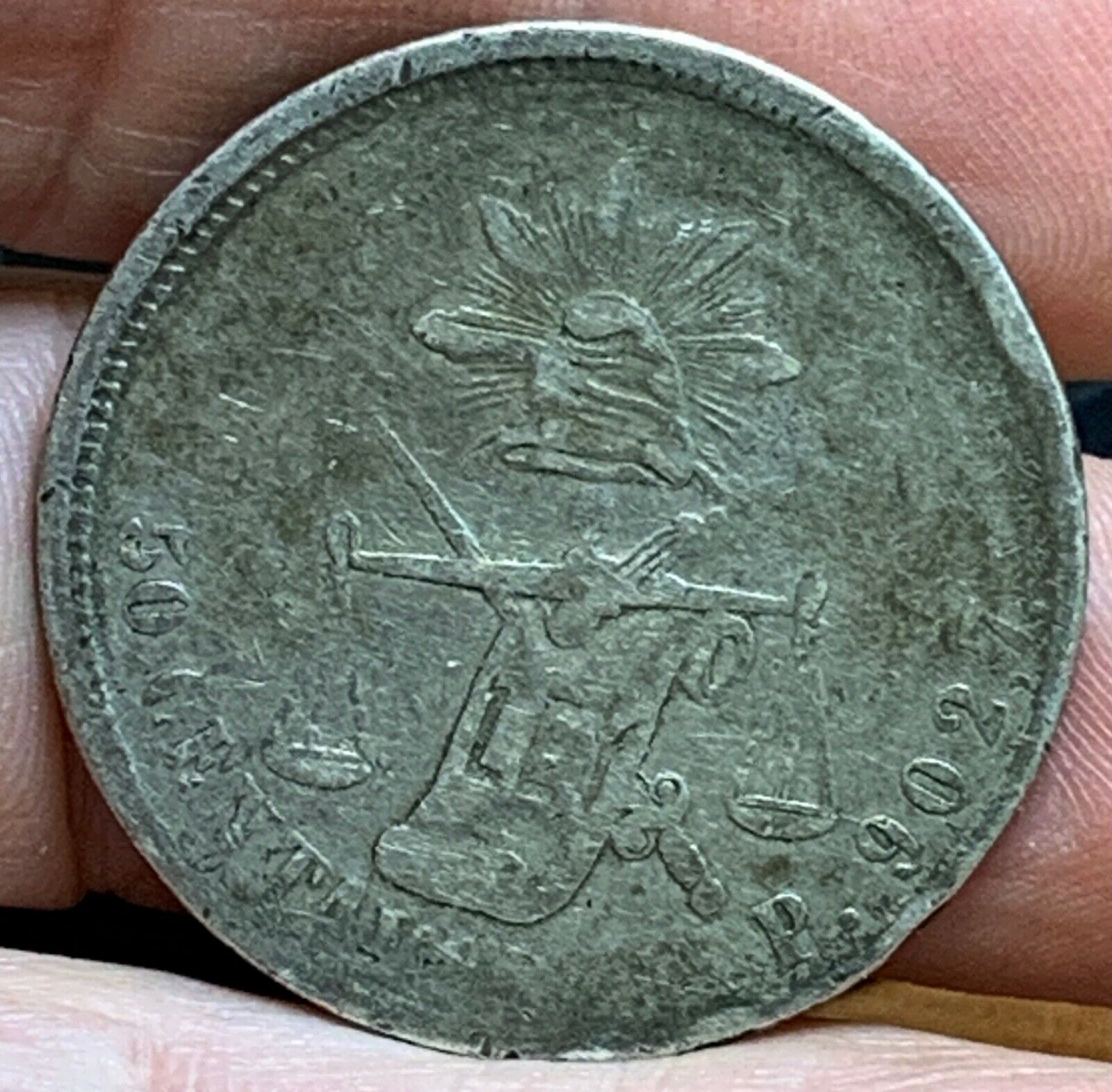 1875 Cnp Mexico 50 Centavos Silver Coin Km #407.2  ***no Reserve***