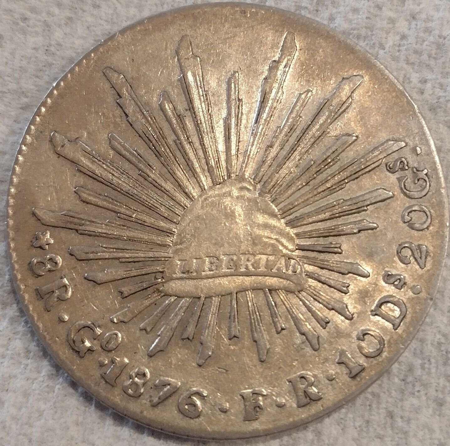 1876 Mexico Go Guanajuato 8 Reales