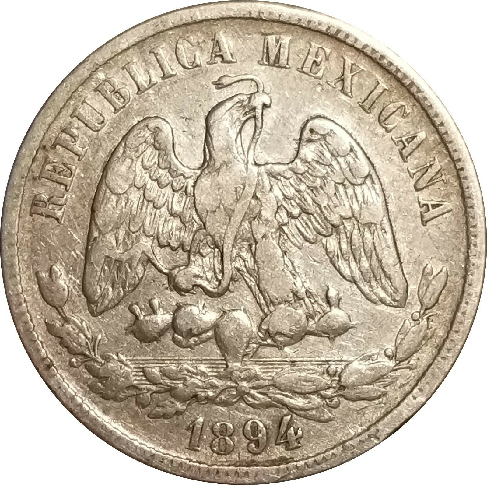 1894 Mexico Silver 50 Centavos, Ho.g., Hermosillo Mint, Only 59,000 Struck, Xf
