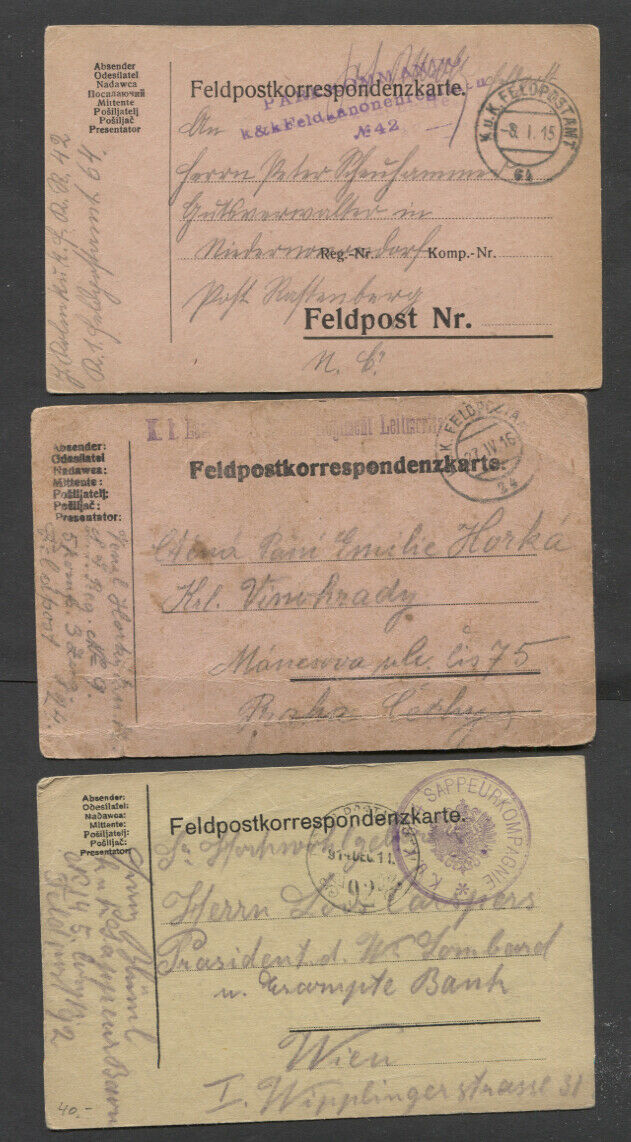 Bosnia Herzegovina 1914-1916 Field Post Office Covers Cards 15 Pieces Eight Cove